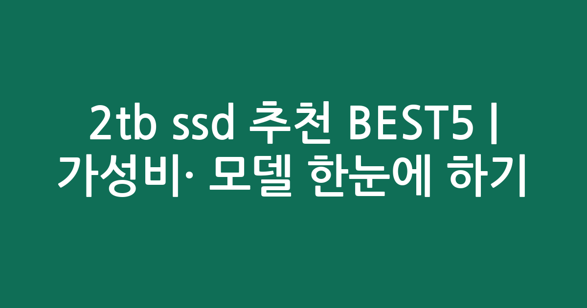 2tb ssd 추천 BEST5 | 가성비·인기 모델 한눈에 비교하기
