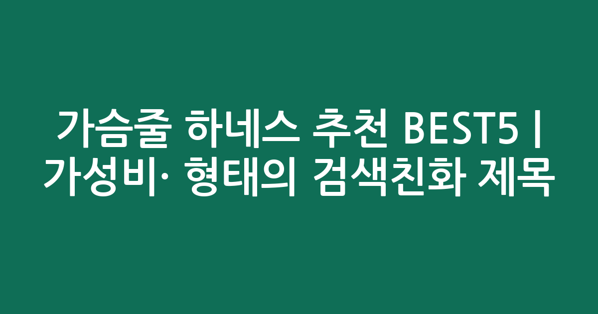가슴줄 하네스 추천 BEST5 | 가성비·인기 비교 형태의 검색친화 제목