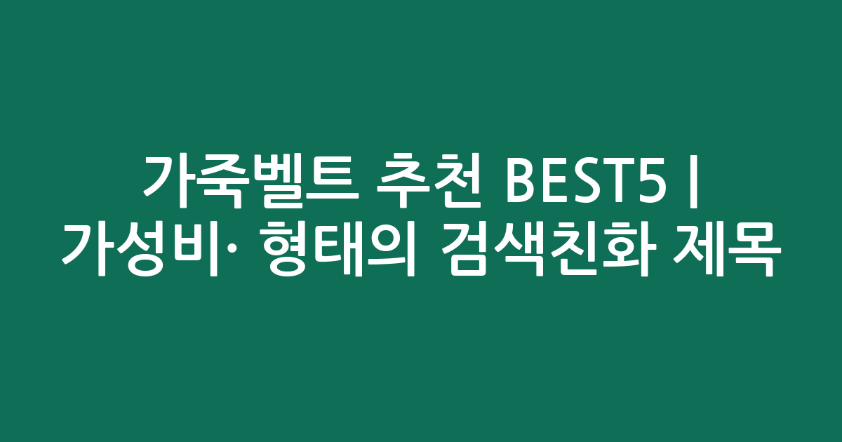 가죽벨트 추천 BEST5 | 가성비·인기 비교 형태의 검색친화 제목