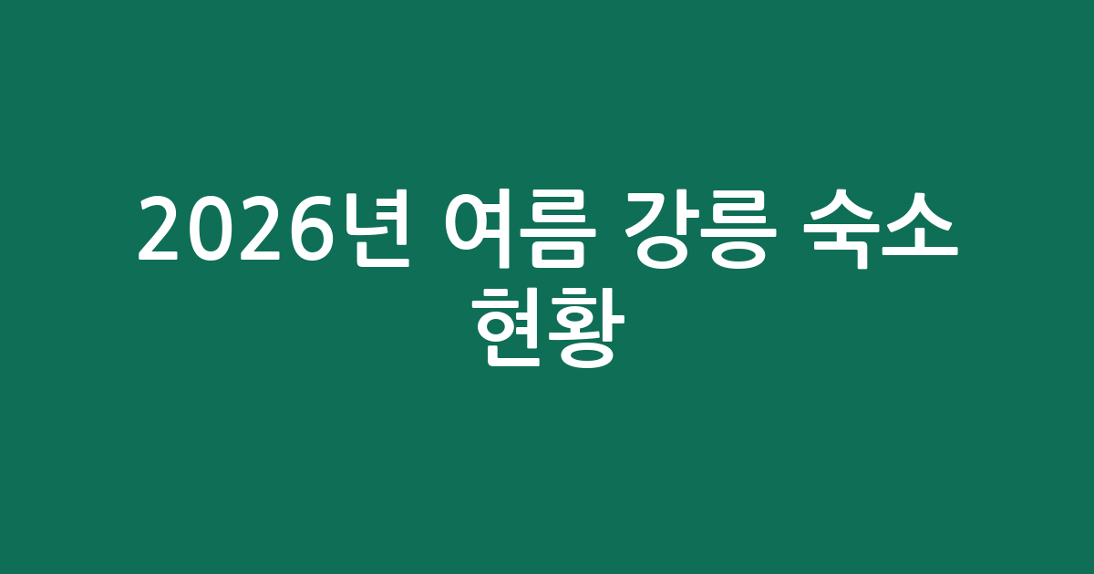 2026년 여름 강릉 숙소 실시간 현황: 가격, 성급, 평점 비교