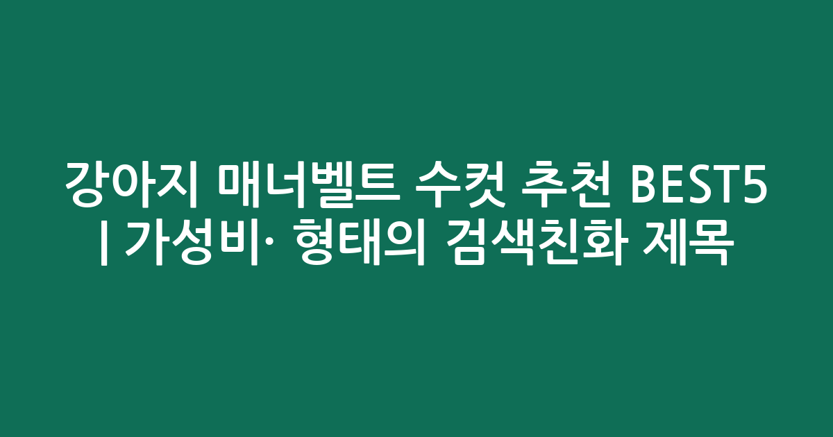 강아지 매너벨트 수컷 추천 BEST5 | 가성비·인기 비교 형태의 검색친화 제목