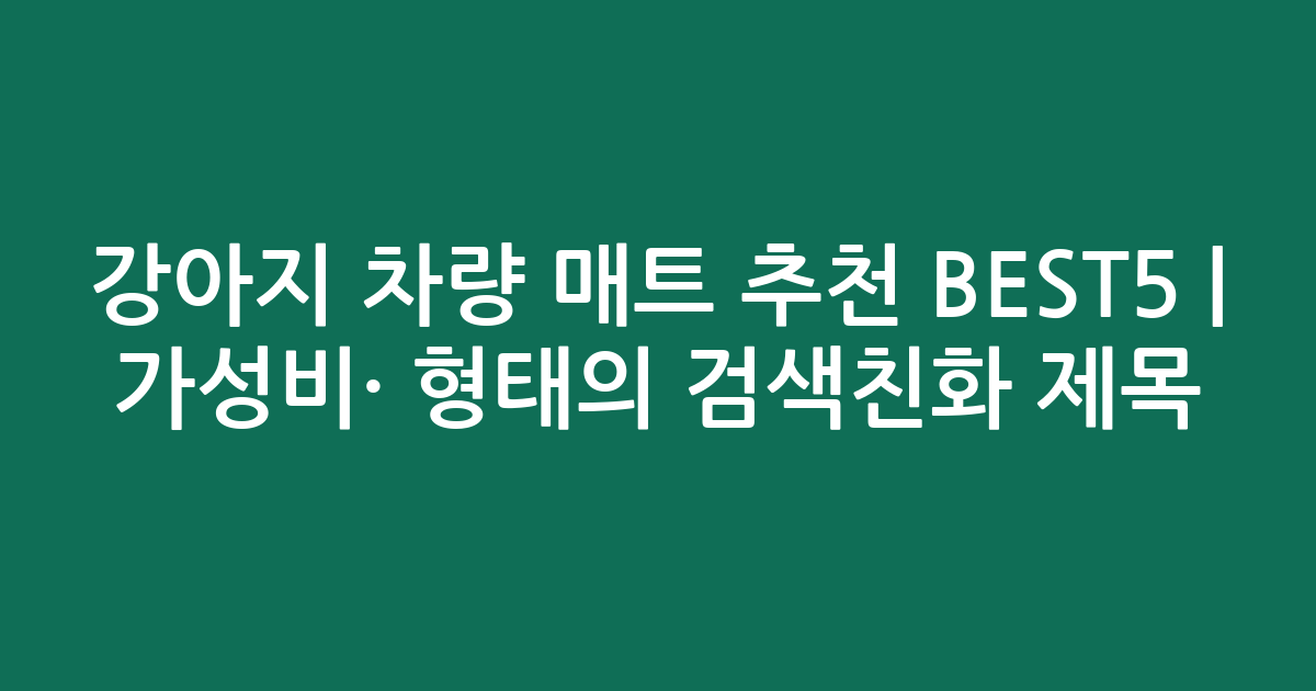 강아지 차량 매트 추천 BEST5 | 가성비·인기 비교 형태의 검색친화 제목