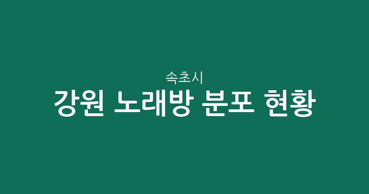 강원 속초시 노래방 분포 현황: 노학동 중심의 상권 밀집도 분석