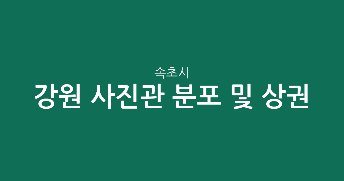 강원 속초시 사진관 분포 및 상권 분석: 노학동, 금호동 등 동네별 현황