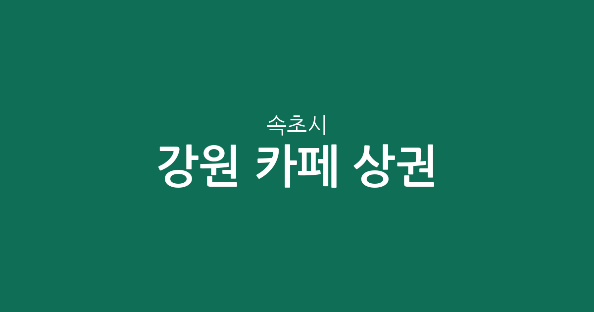 강원 속초시 카페 상권 분석: 노학동부터 대포동까지 분포 현황