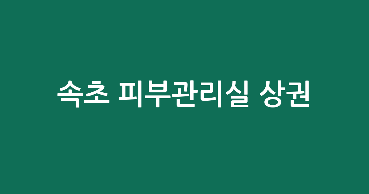 속초 피부관리실 상권 분석: 노학동부터 조양동까지 에스테틱 분포 현황