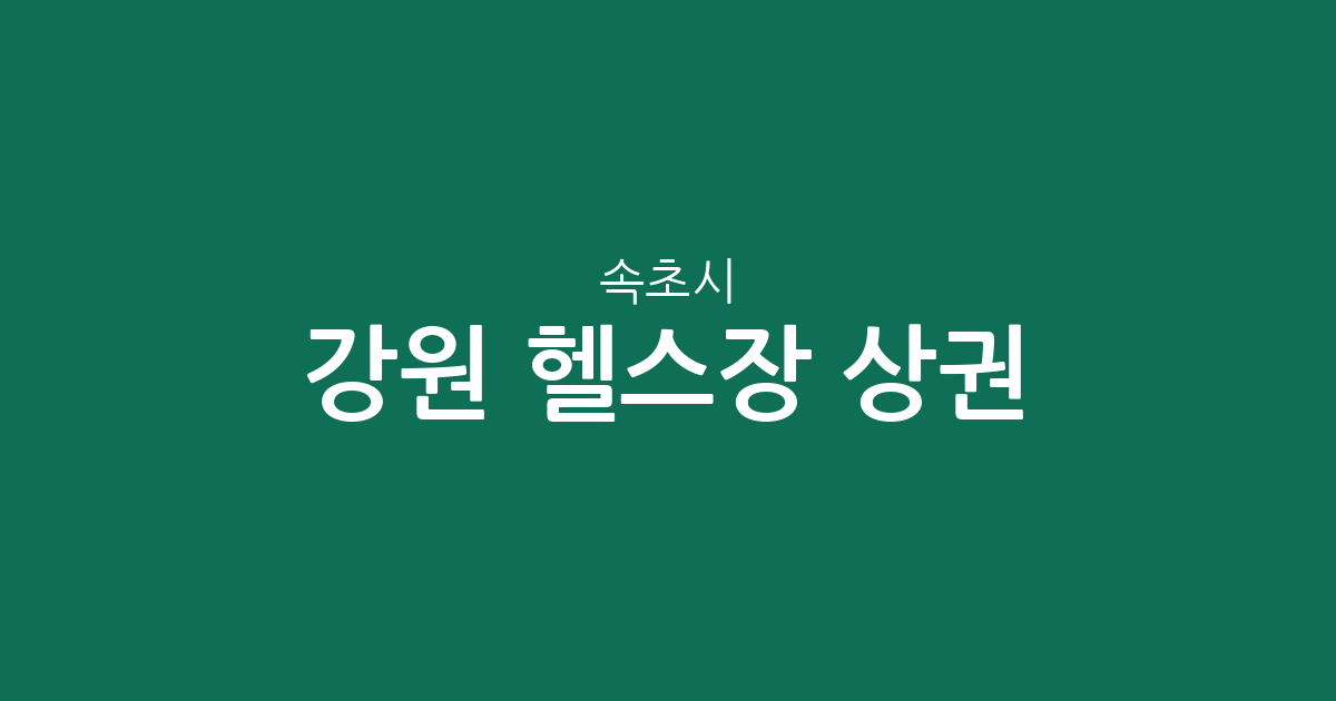 강원 속초시 헬스장 상권 분석: 조양동·노학동 중심의 피트니스 인프라 현황