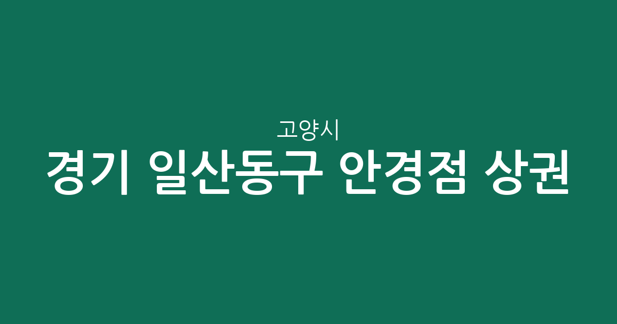 경기 고양시 일산동구 안경점 상권 분석: 장항2동 등 주요 밀집 지역별 분포 현황
