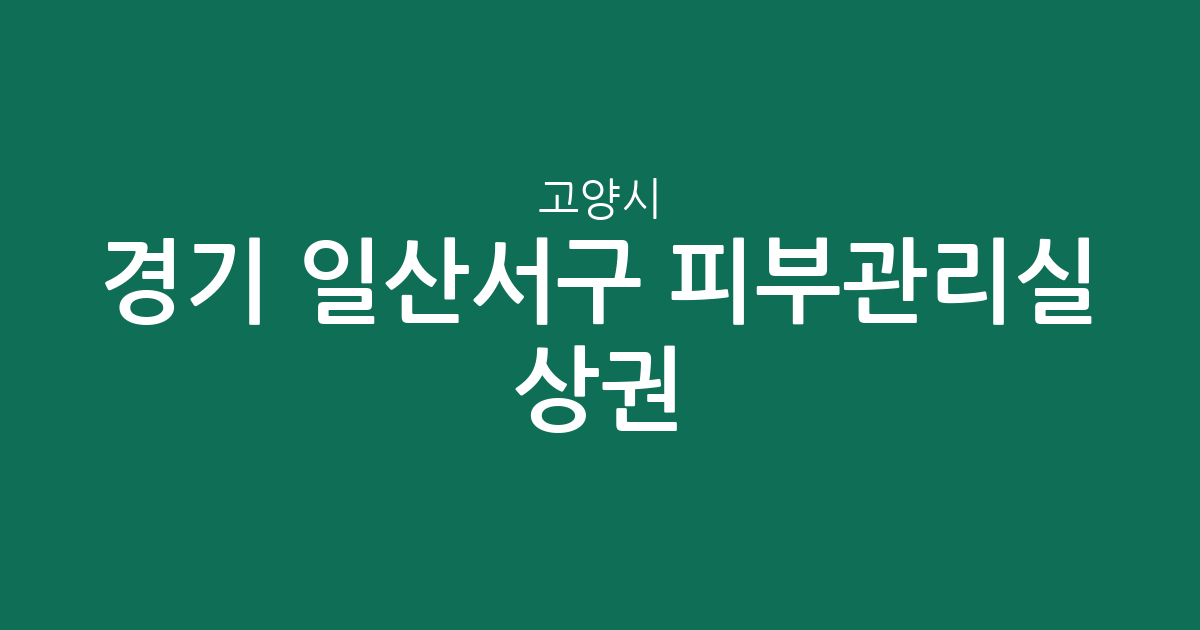경기 고양시 일산서구 피부관리실 상권 분석: 주엽동부터 대화동까지 밀집 지역 정보