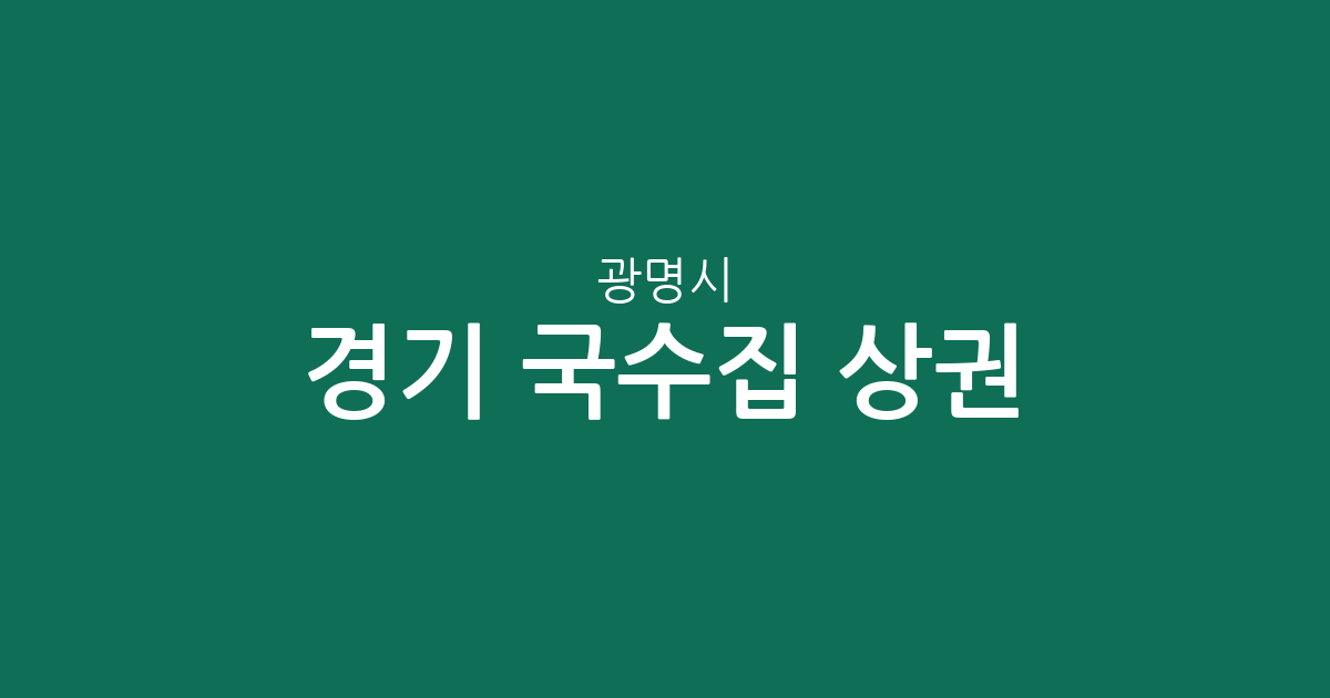 경기 광명시 국수집 상권 분석: 철산·광명·소하동 중심으로 살펴보는 면 요리 맛집 분포