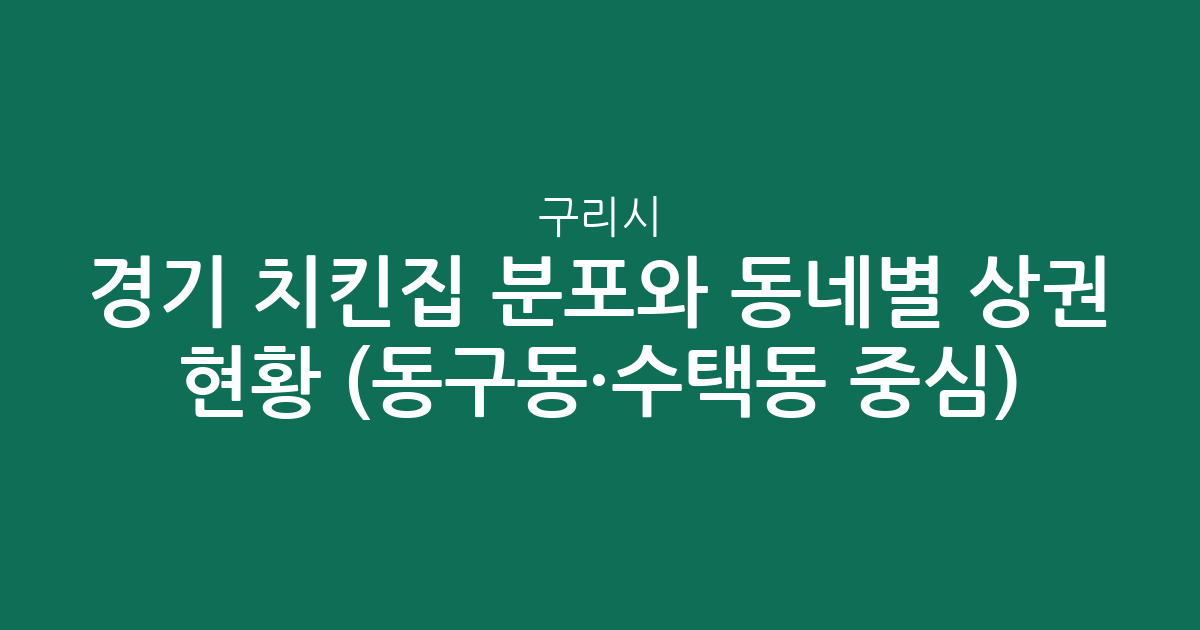 경기 구리시 치킨집 분포와 동네별 상권 현황 분석 (동구동·수택동 중심)