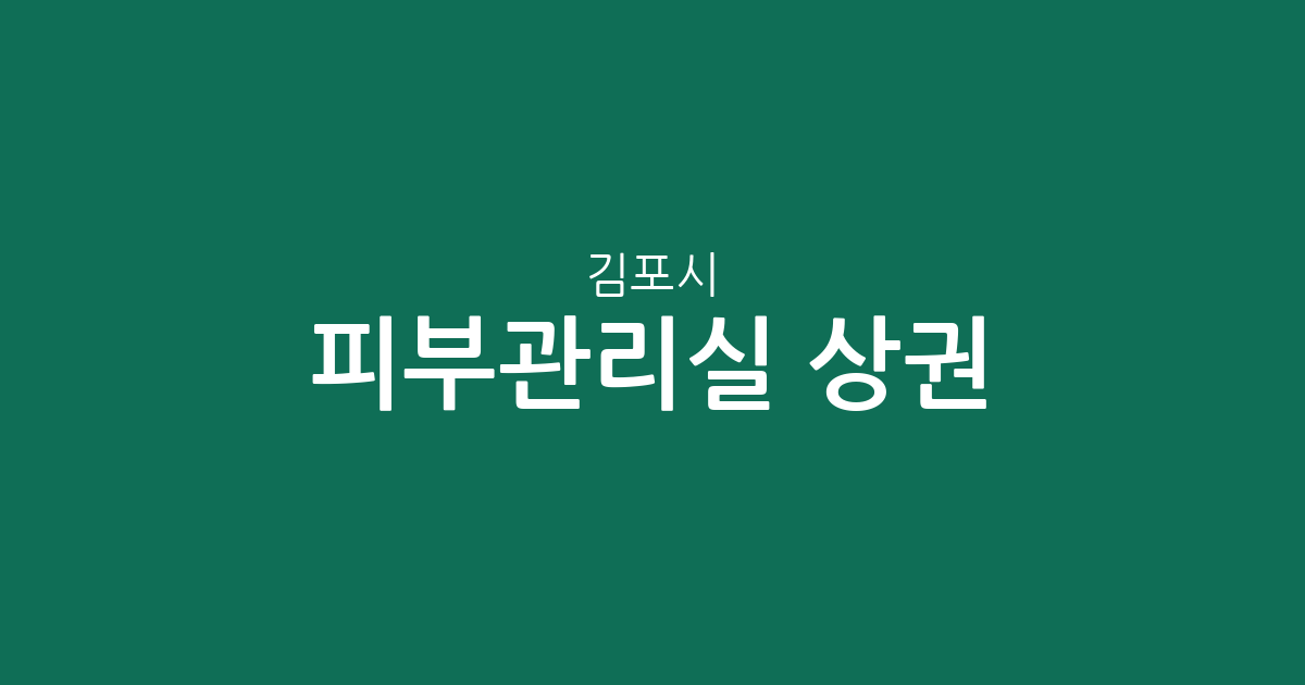 김포시 피부관리실 상권 분석: 풍무동·통진읍 등 지역별 에스테틱 분포 현황