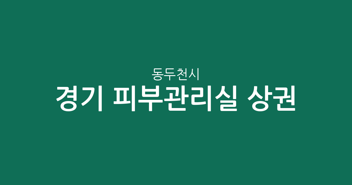 경기 동두천시 피부관리실 상권 분석: 송내동부터 중앙동까지 지역별 분포 현황