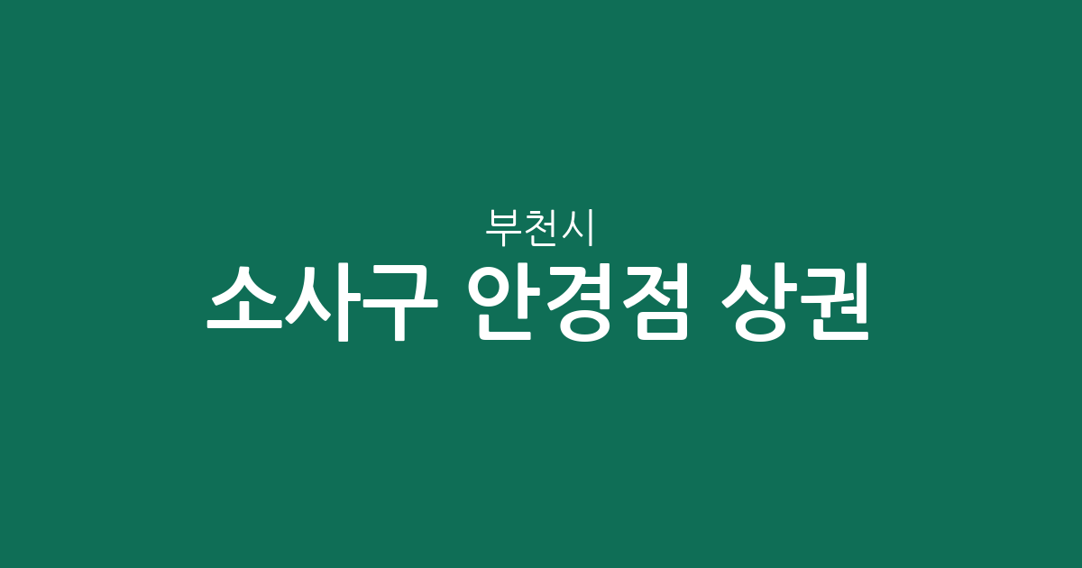 부천시 소사구 안경점 상권 분석: 옥길동·송내1동 등 주요 분포 현황