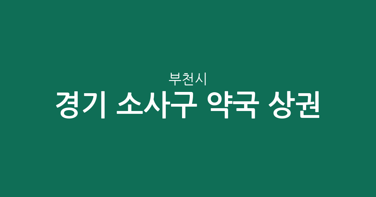 경기 부천시 소사구 약국 상권 분석: 동네별 밀집도와 생활 정보 가이드