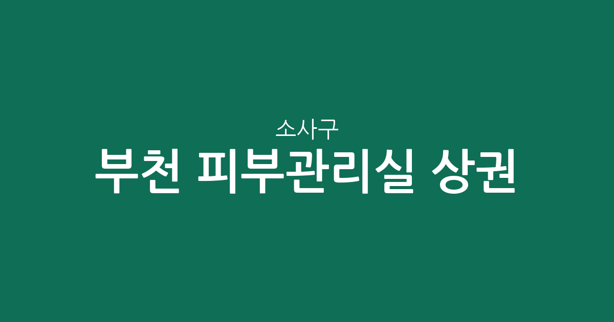 부천 소사구 피부관리실 상권 분석: 소사본동부터 옥길동까지 밀집도 높은 곳은?