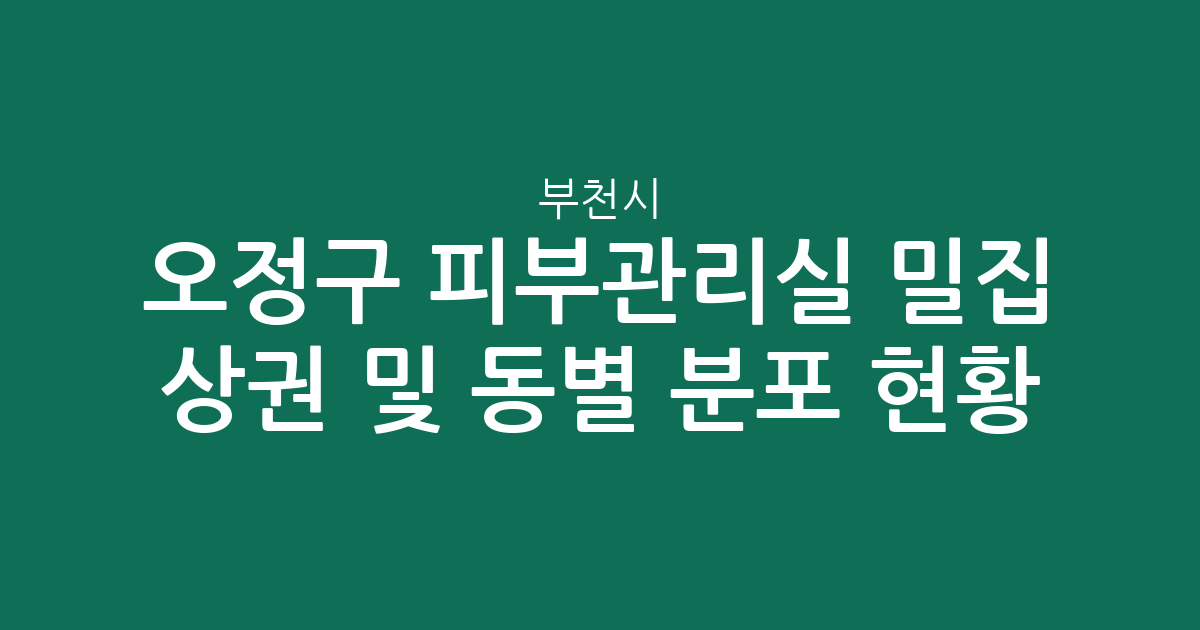 부천시 오정구 피부관리실 밀집 상권 및 동별 분포 현황 분석