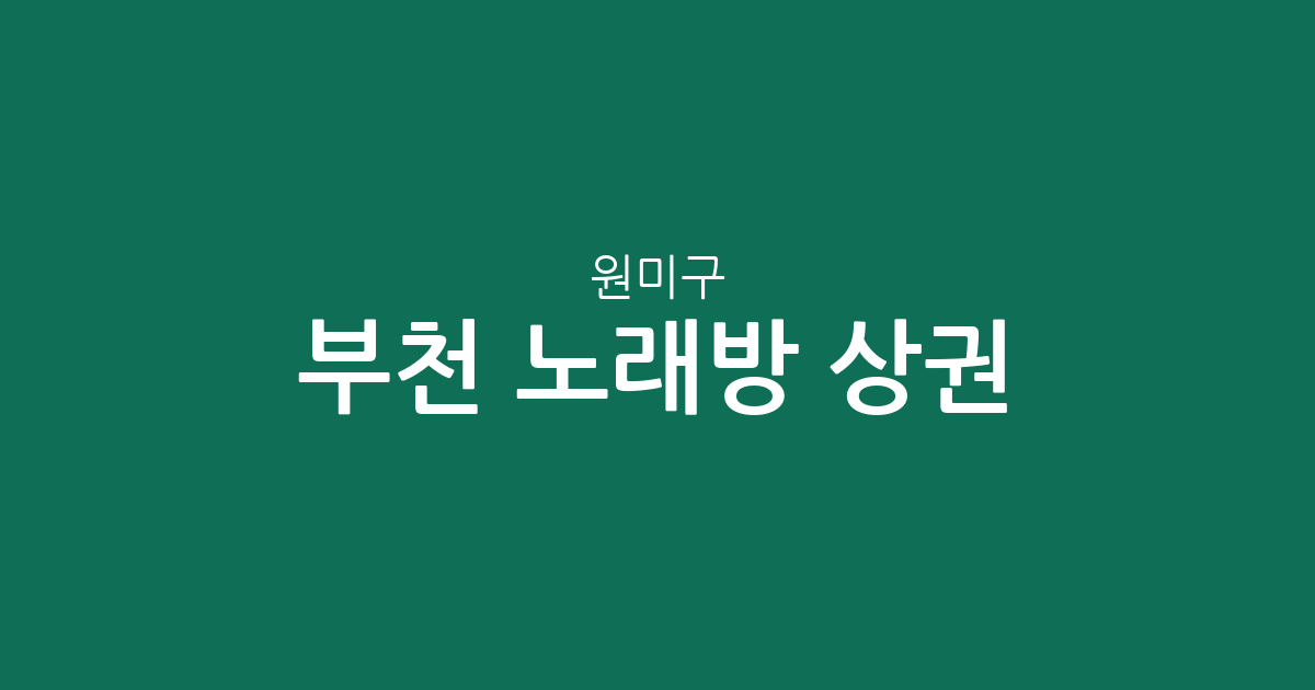 부천 원미구 노래방 상권 분석: 심곡2동 등 주요 밀집 지역 분포 현황