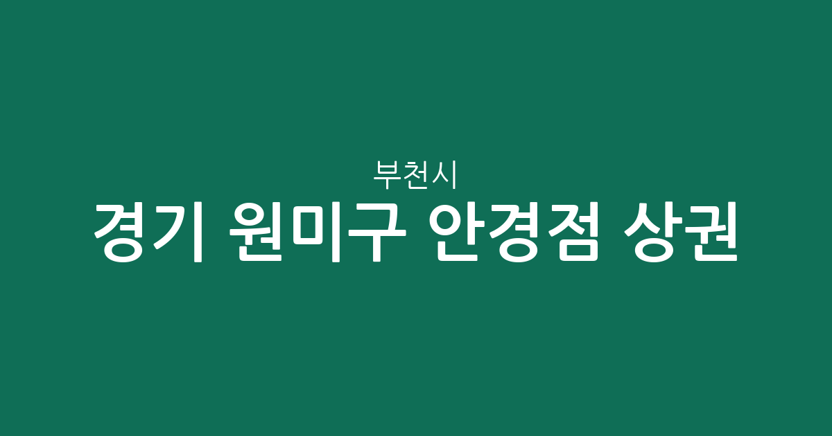 경기 부천시 원미구 안경점 상권 분석: 상동·중동 중심의 분포 현황 알아보기