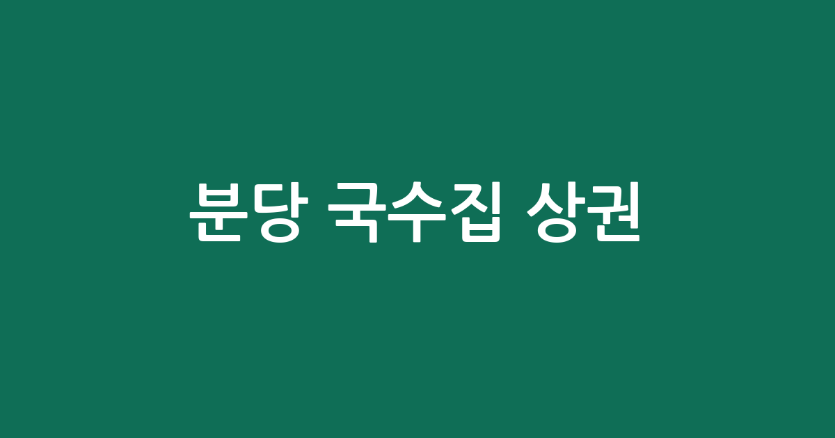 분당 국수집 상권 분석: 서현1동·정자동 중심의 국수 전문점 분포 현황