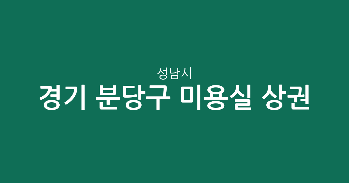 경기 성남시 분당구 미용실 상권 분석: 서현동부터 야탑·구미동까지 밀집도 집중 탐구