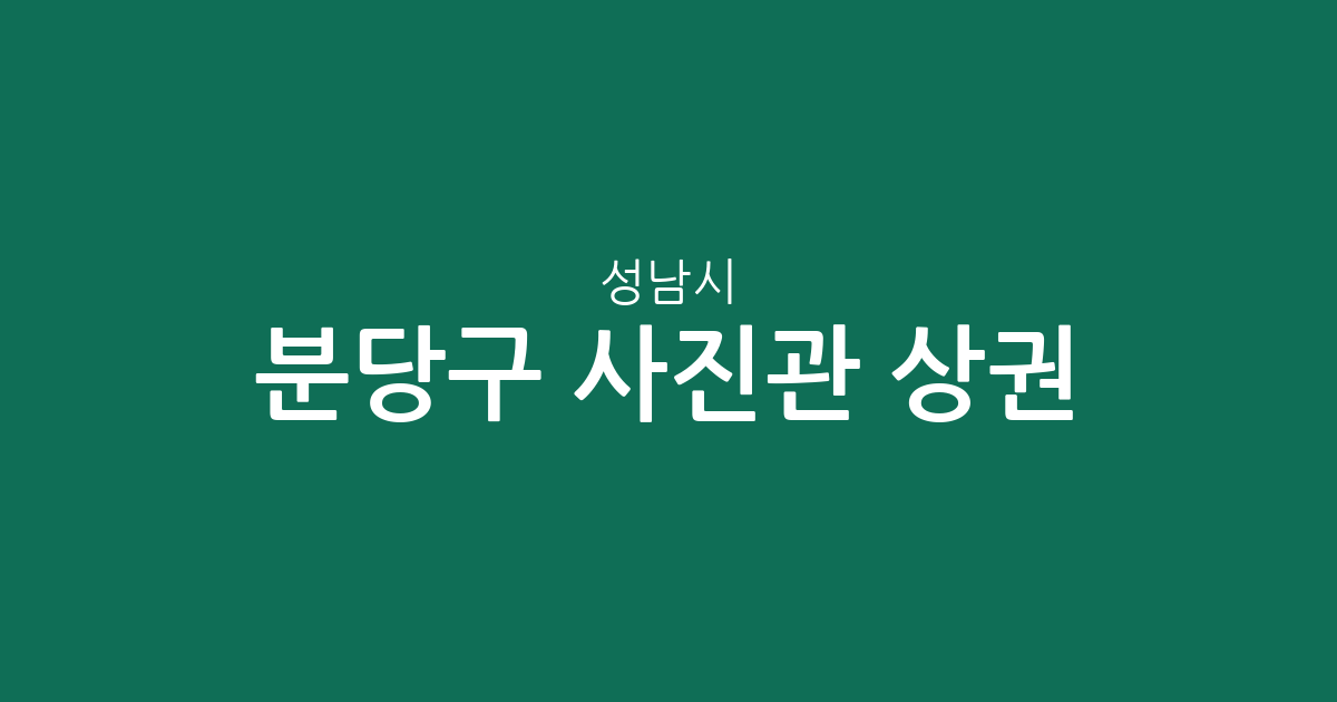 성남시 분당구 사진관 상권 분석: 야탑·판교 등 동별 분포 현황 정리