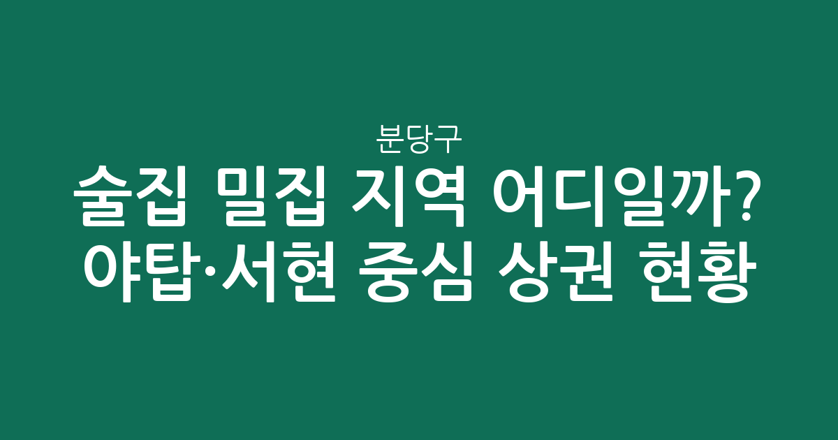 분당구 술집 밀집 지역 어디일까? 야탑·서현 중심 상권 현황 분석