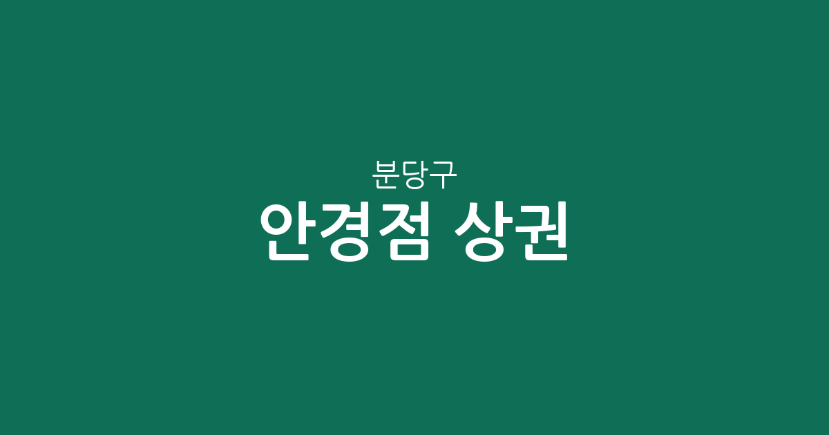 분당구 안경점 상권 분석: 서현·야탑 등 주요 밀집 지역 분포 현황