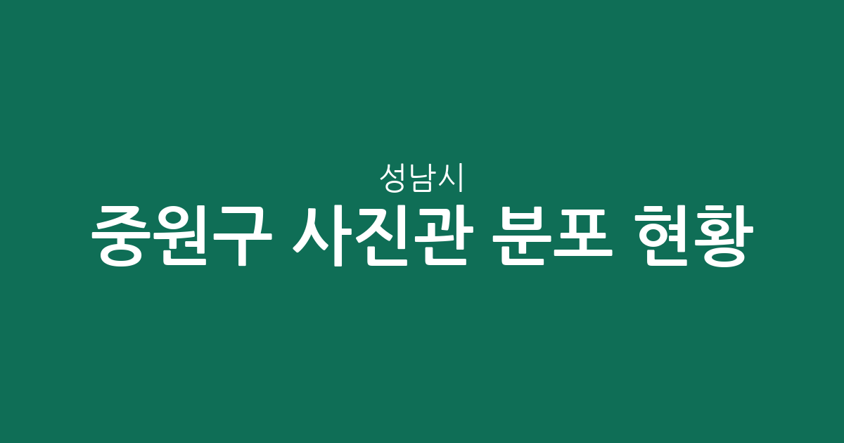 성남시 중원구 사진관 분포 현황: 도촌동부터 성남동까지 지역별 스튜디오 상권 분석