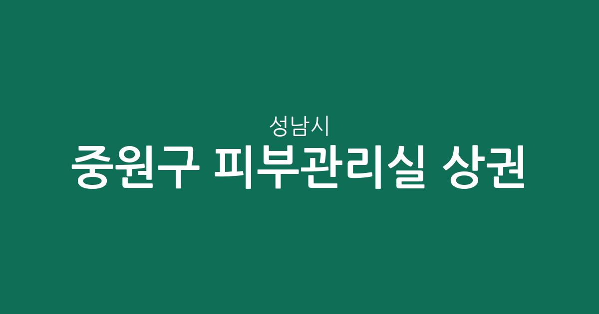 성남시 중원구 피부관리실 상권 분석: 금광2동 등 동네별 에스테틱 분포 현황