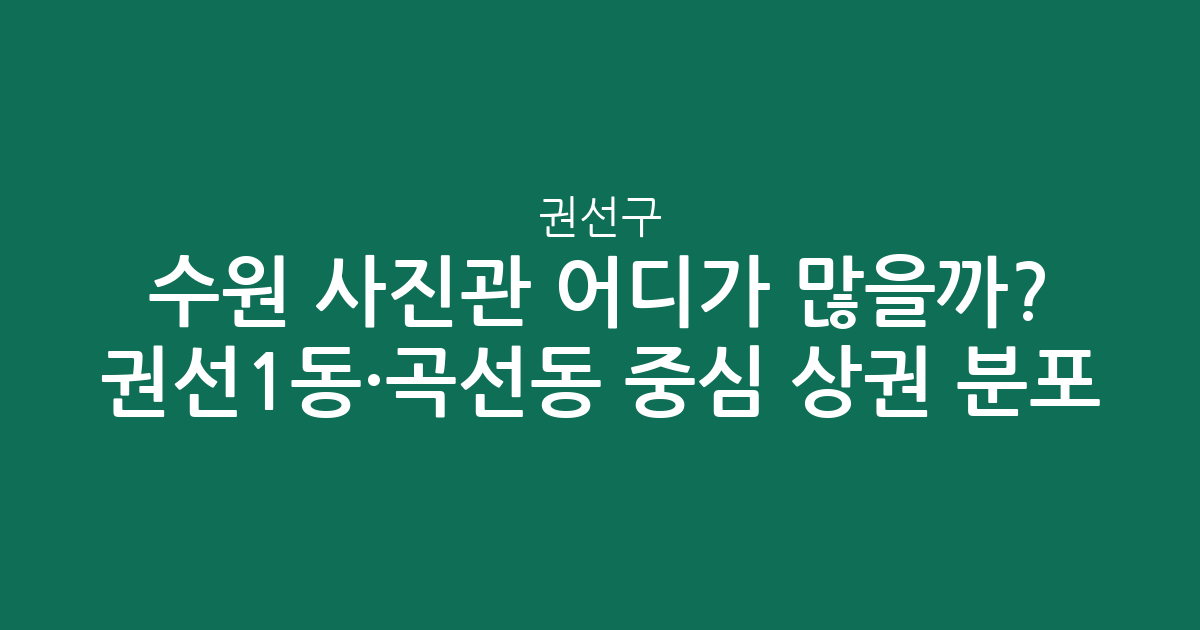 수원 권선구 사진관 어디가 많을까? 권선1동·곡선동 중심 상권 분포 분석
