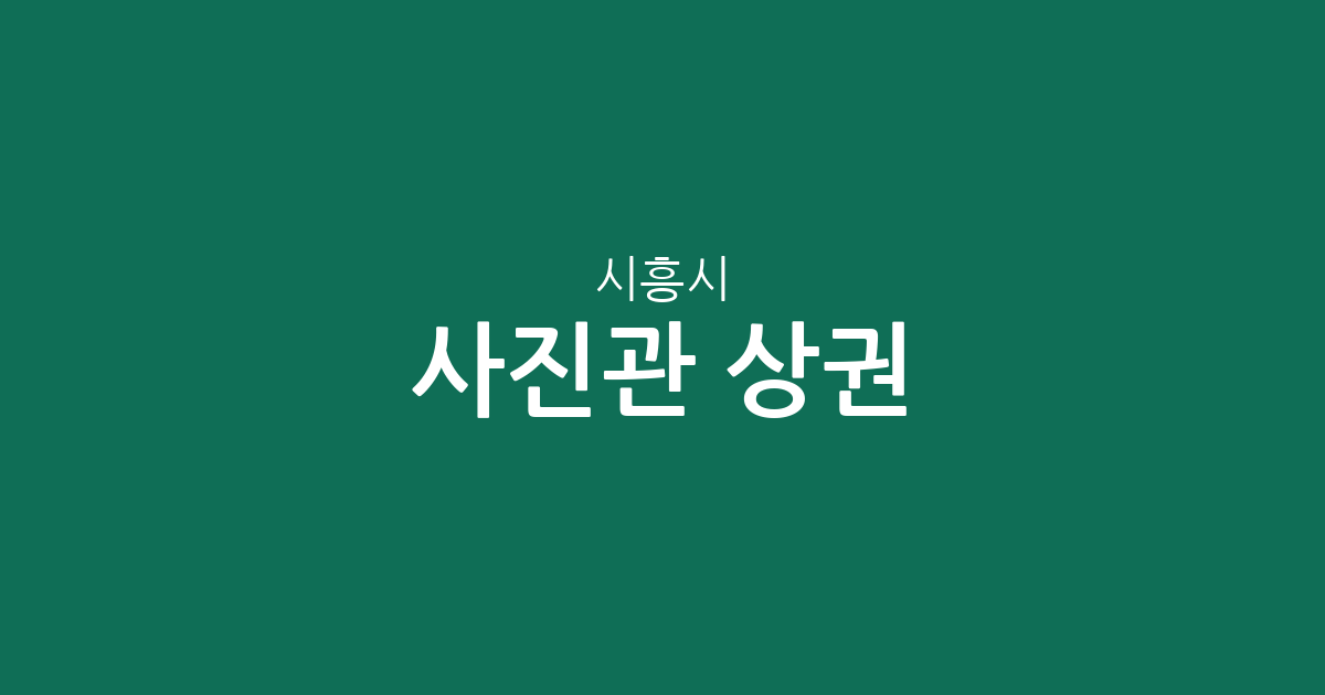 시흥시 사진관 상권 분석: 신천동부터 배곧까지 동네별 스튜디오 분포 현황