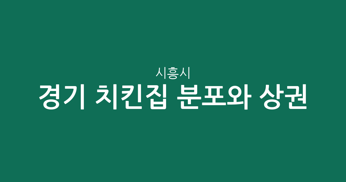 경기 시흥시 치킨집 분포와 상권 분석: 정왕동부터 대야동까지, 동네별 통닭집 현황