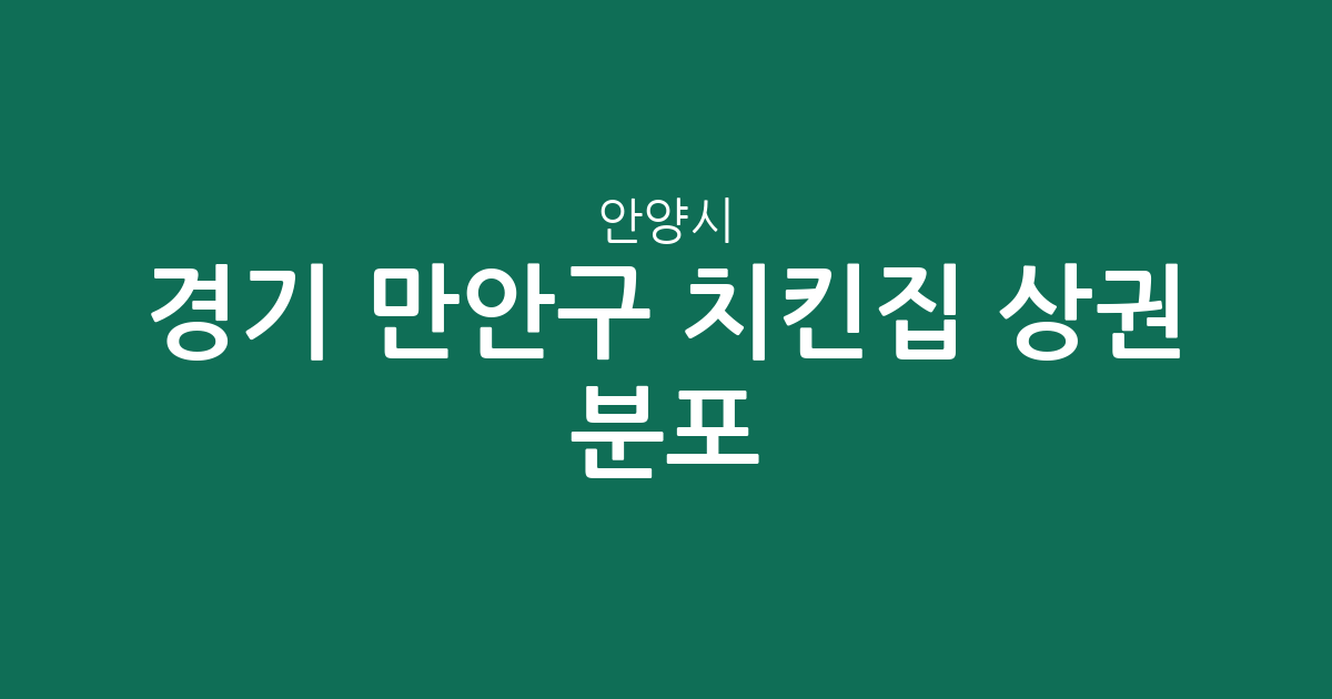 경기 안양시 만안구 치킨집 상권 분포 분석: 안양4동부터 주요 밀집 지역까지