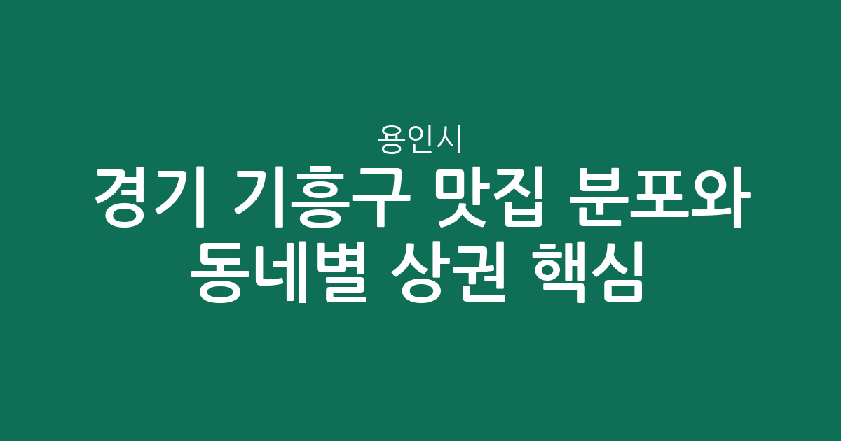 경기 용인시 기흥구 맛집 분포와 동네별 인기 상권 핵심 분석