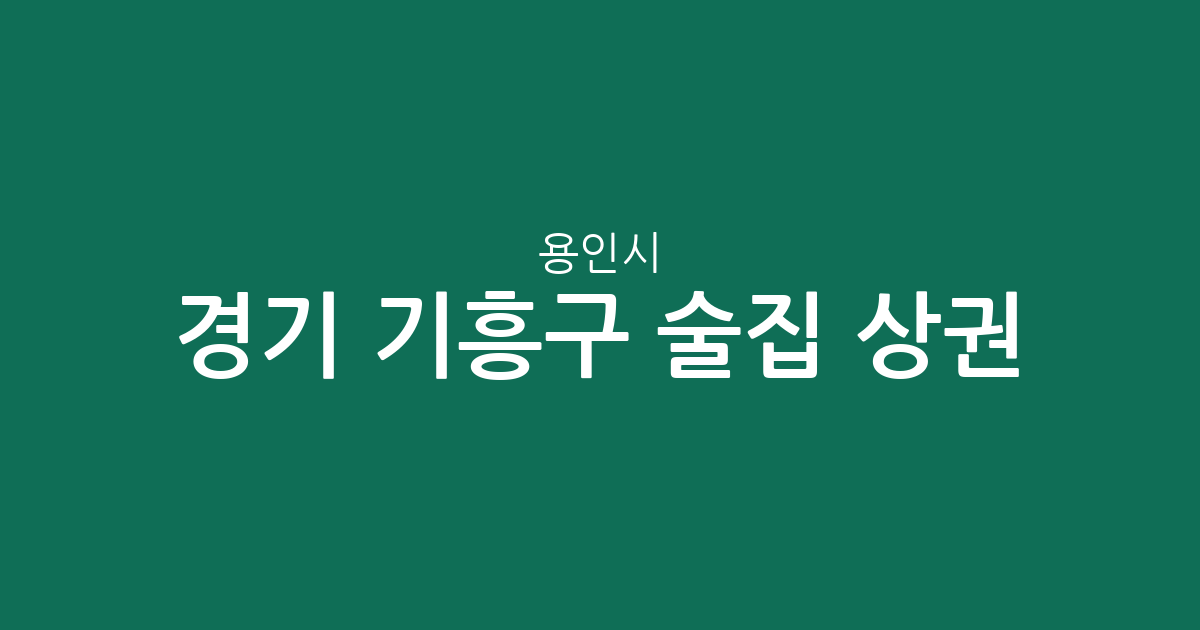 경기 용인시 기흥구 술집 상권 분석: 구갈동부터 신갈동까지 주요 밀집 구역은 어디?