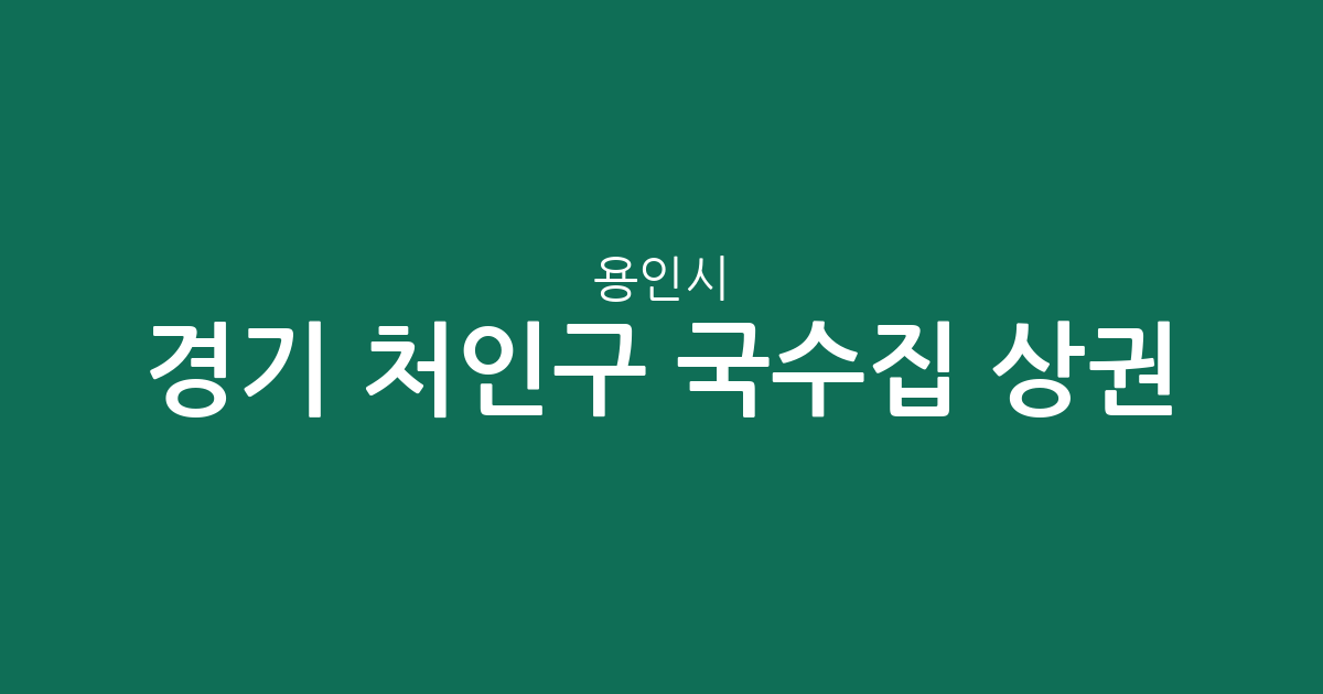 경기 용인시 처인구 국수집 상권 분석: 중앙동·역북동 밀집 현황과 분포 특징