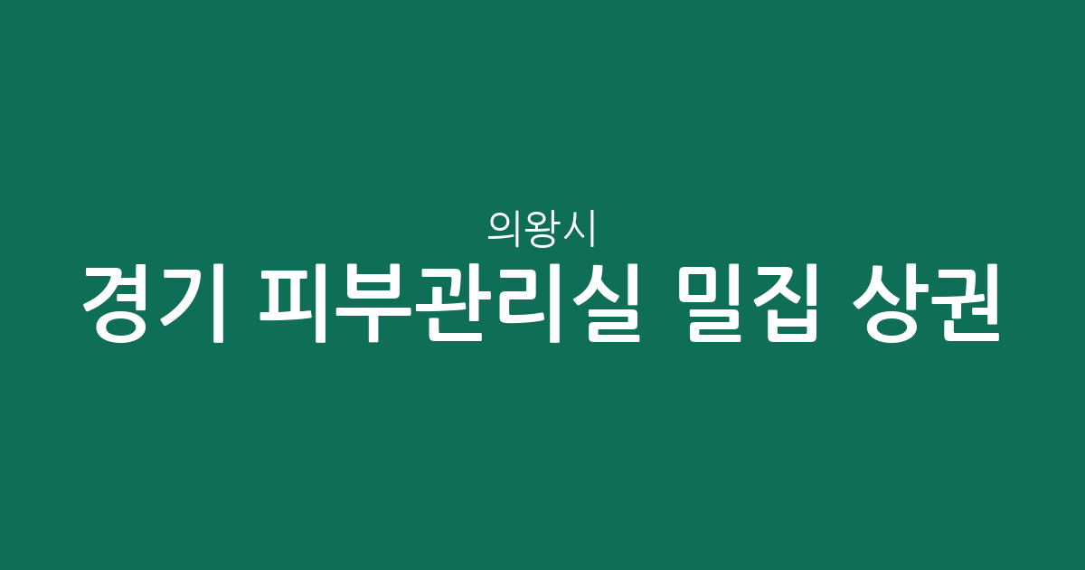 경기 의왕시 피부관리실 밀집 상권 분석: 오전동부터 부곡동까지 에스테틱 분포 현황