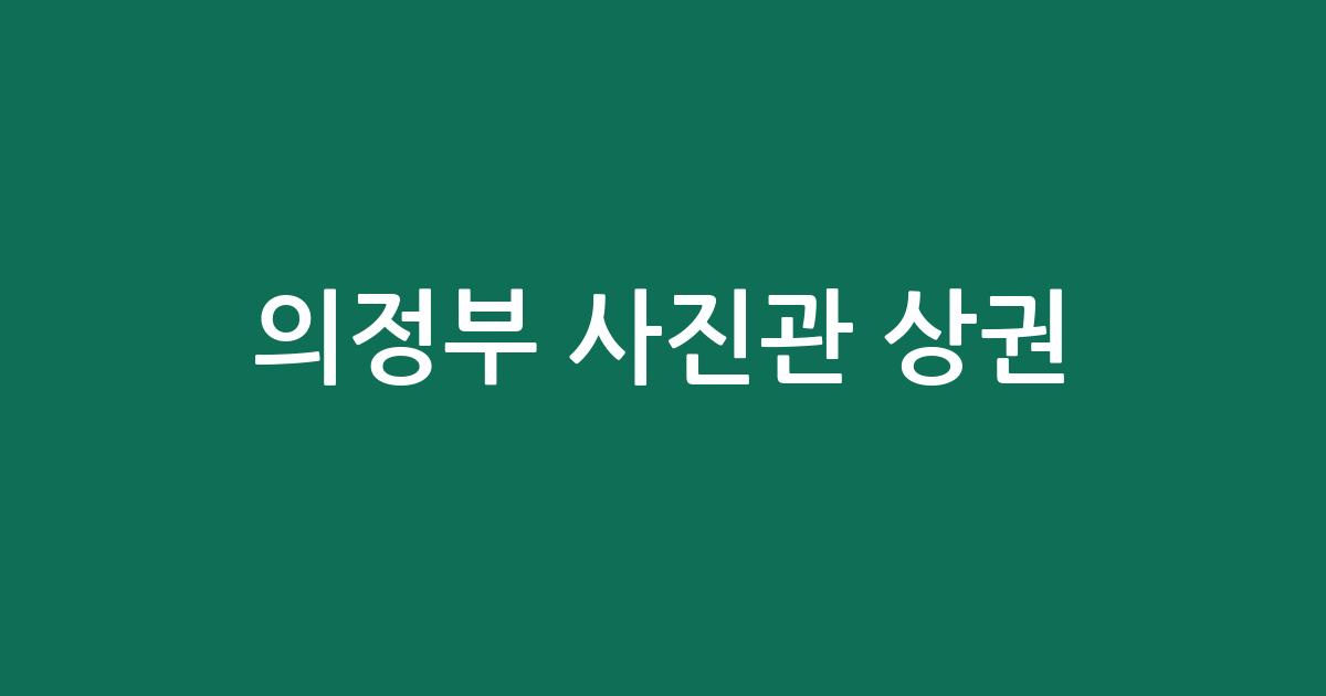 의정부 사진관 상권 분석: 의정부1동부터 호원동까지 우리 동네 포토스튜디오 분포 현황