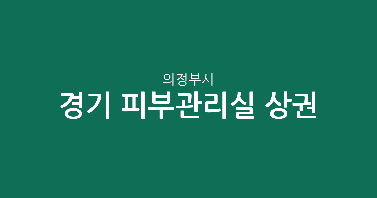 경기 의정부시 피부관리실 상권 분석: 밀집 지역과 동네별 분포 현황