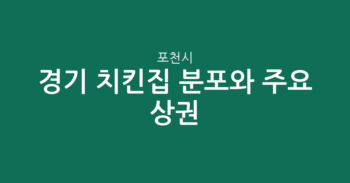 경기 포천시 치킨집 분포와 주요 상권 분석: 소흘읍부터 포천동까지