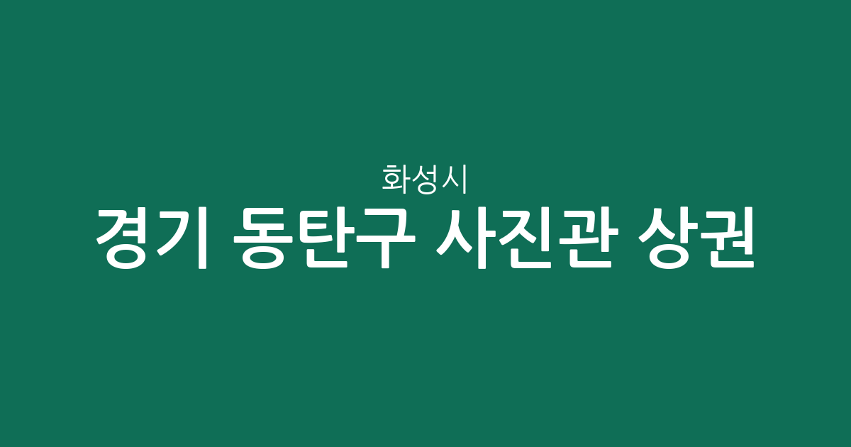 경기 화성시 동탄구 사진관 상권 분석: 동탄5동·1동 등 밀집 지역별 분포 현황