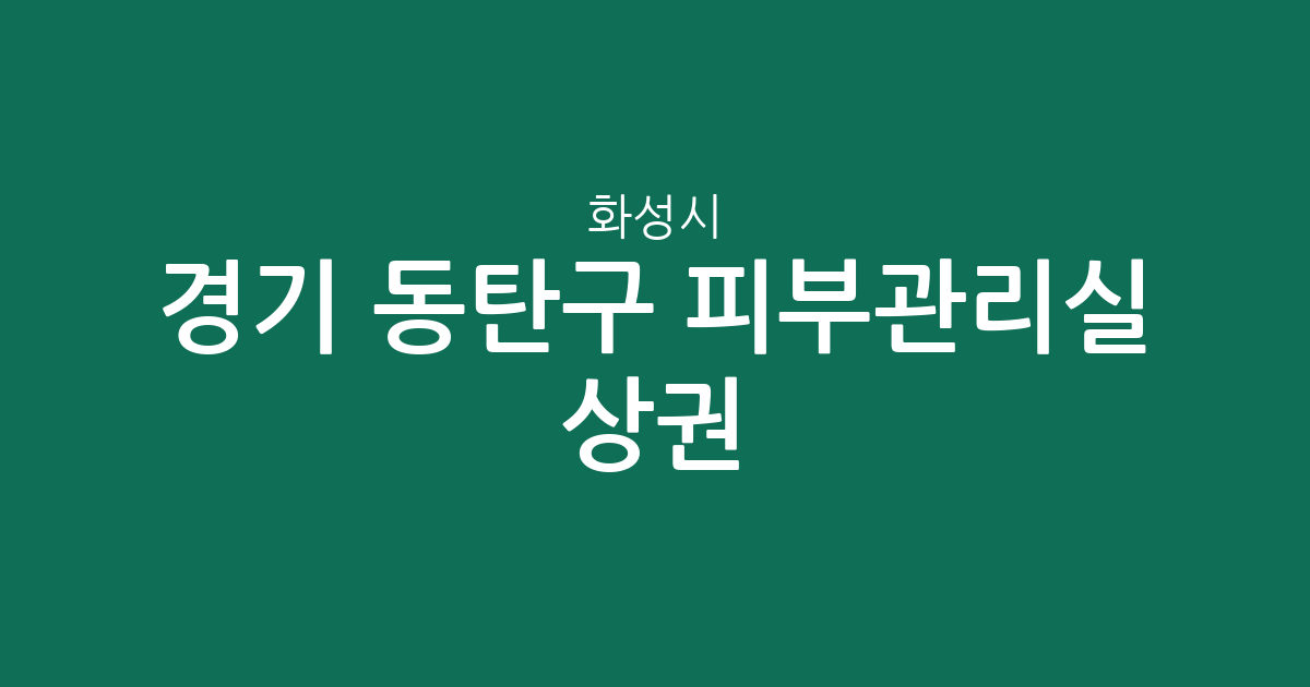 경기 화성시 동탄구 피부관리실 상권 분석: 밀집 지역 및 동별 분포 현황