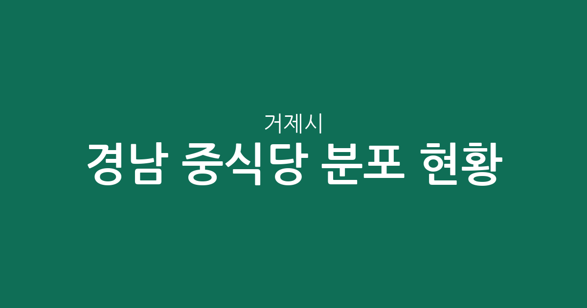 경남 거제시 중식당 분포 현황: 고현동·아주동 중심의 상권 분석