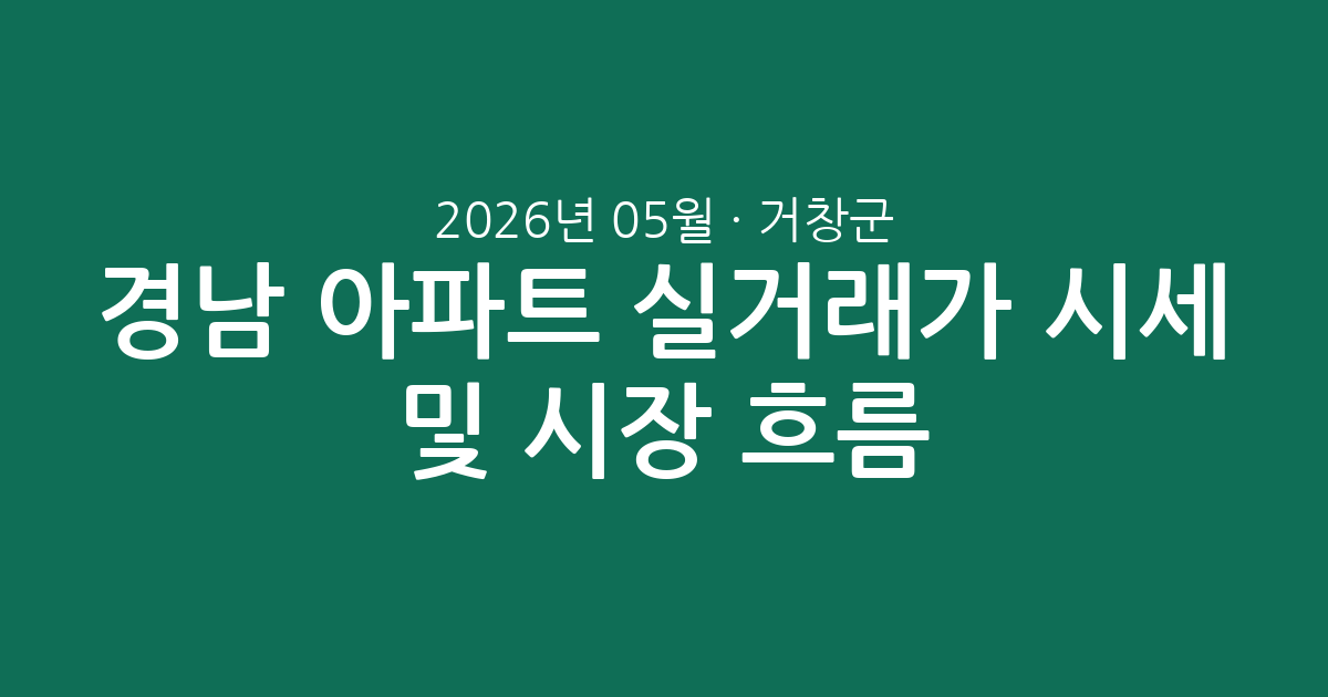 경남 거창군 2026년 05월 아파트 실거래가 시세 및 시장 흐름 총정리