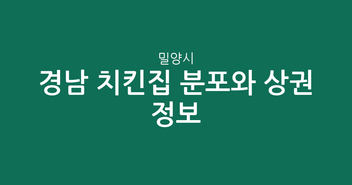 경남 밀양시 치킨집 분포와 상권 정보: 삼문동부터 내이동까지 한눈에 보기