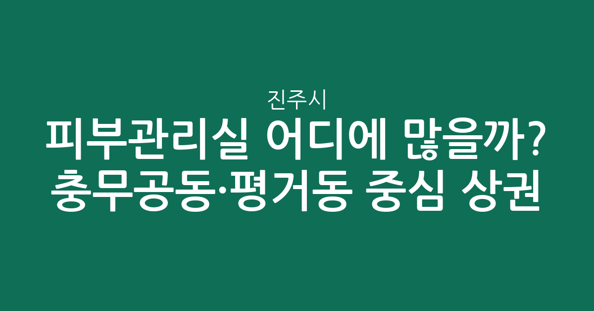진주시 피부관리실 어디에 많을까? 충무공동·평거동 중심 상권 분석
