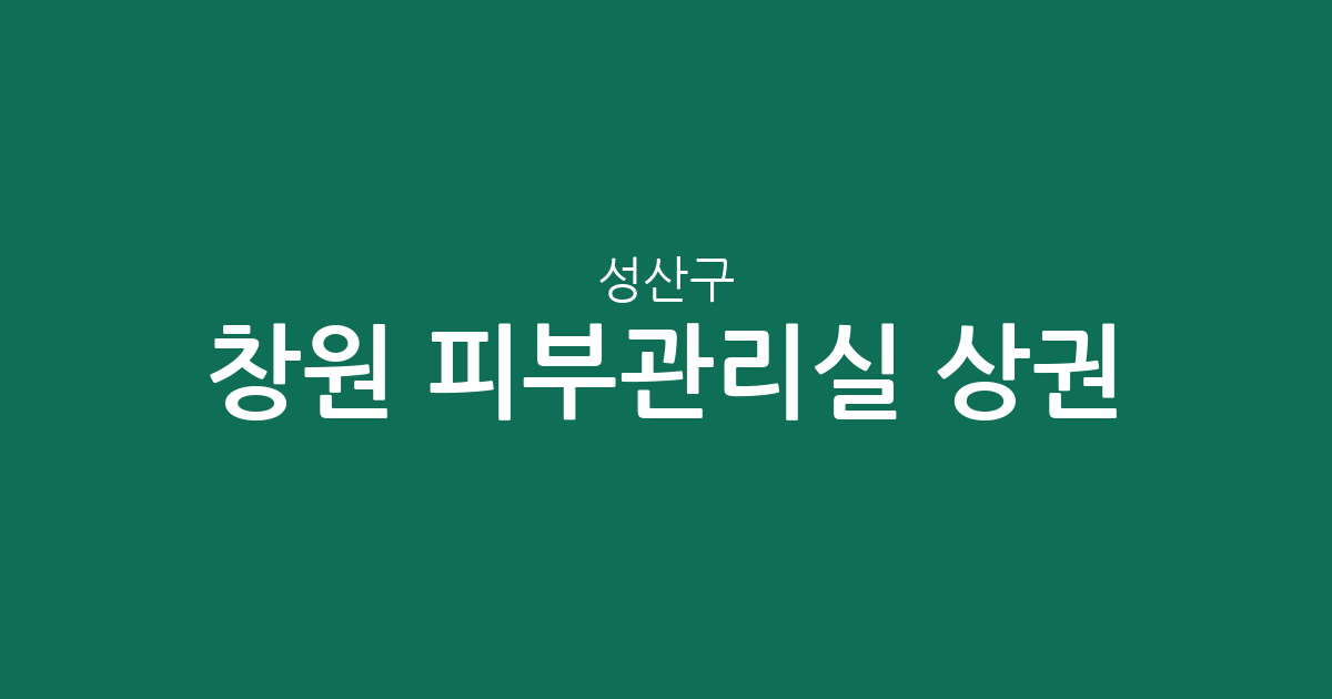 창원 성산구 피부관리실 상권 분석: 중앙동·상남동 에스테틱 밀집도 확인하기