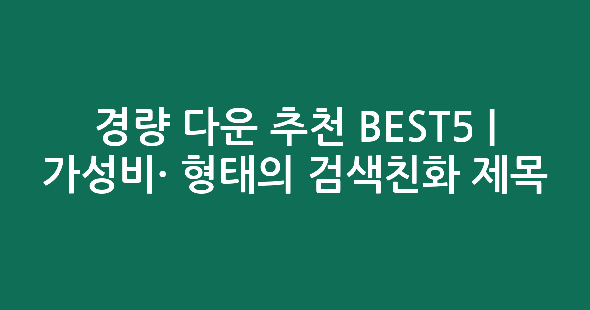 경량 다운 추천 BEST5 | 가성비·인기 비교 형태의 검색친화 제목