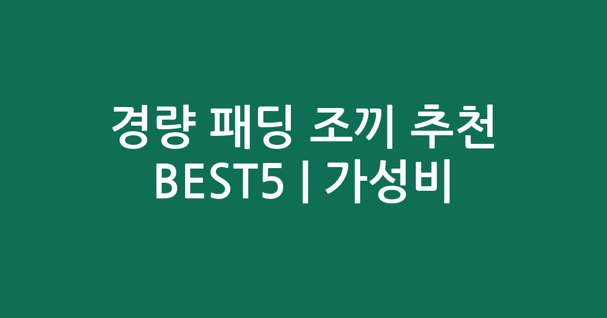 경량 패딩 조끼 추천 BEST5 | 가성비·인기 비교